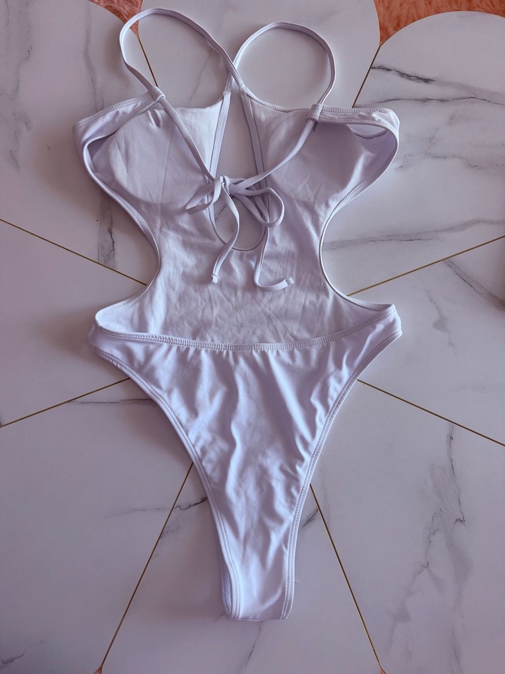 White Cutout One-Piece Swimsuit - Picture 8 of 9